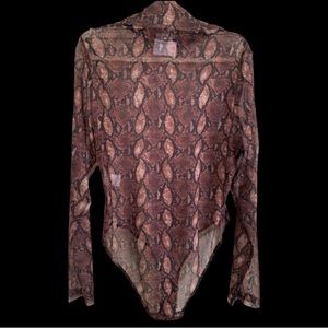 Long Sleeve Bodysuit•Reptile Print• Brown and Black